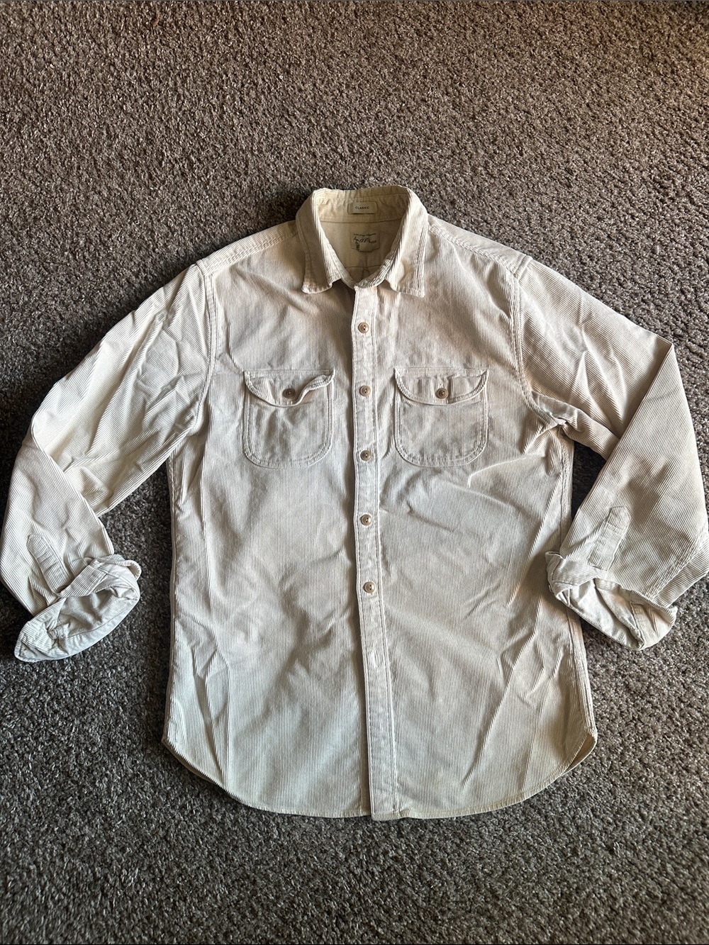 J. Crew Classic Corduroy Shirt Jacket in Light Cream